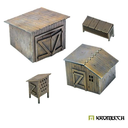 TABLETOP SCENICS Poland 1939 Wooden Shed with Rabbit Cage and Pigeon House