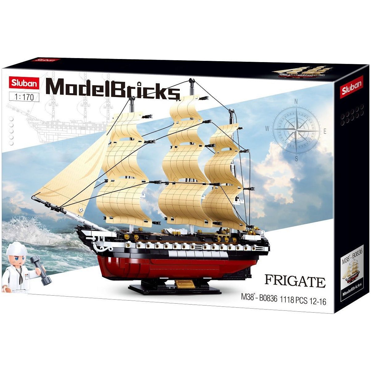 SLUBAN Model Bricks USS Constitution IX-21 Frigate 1/170 Scale