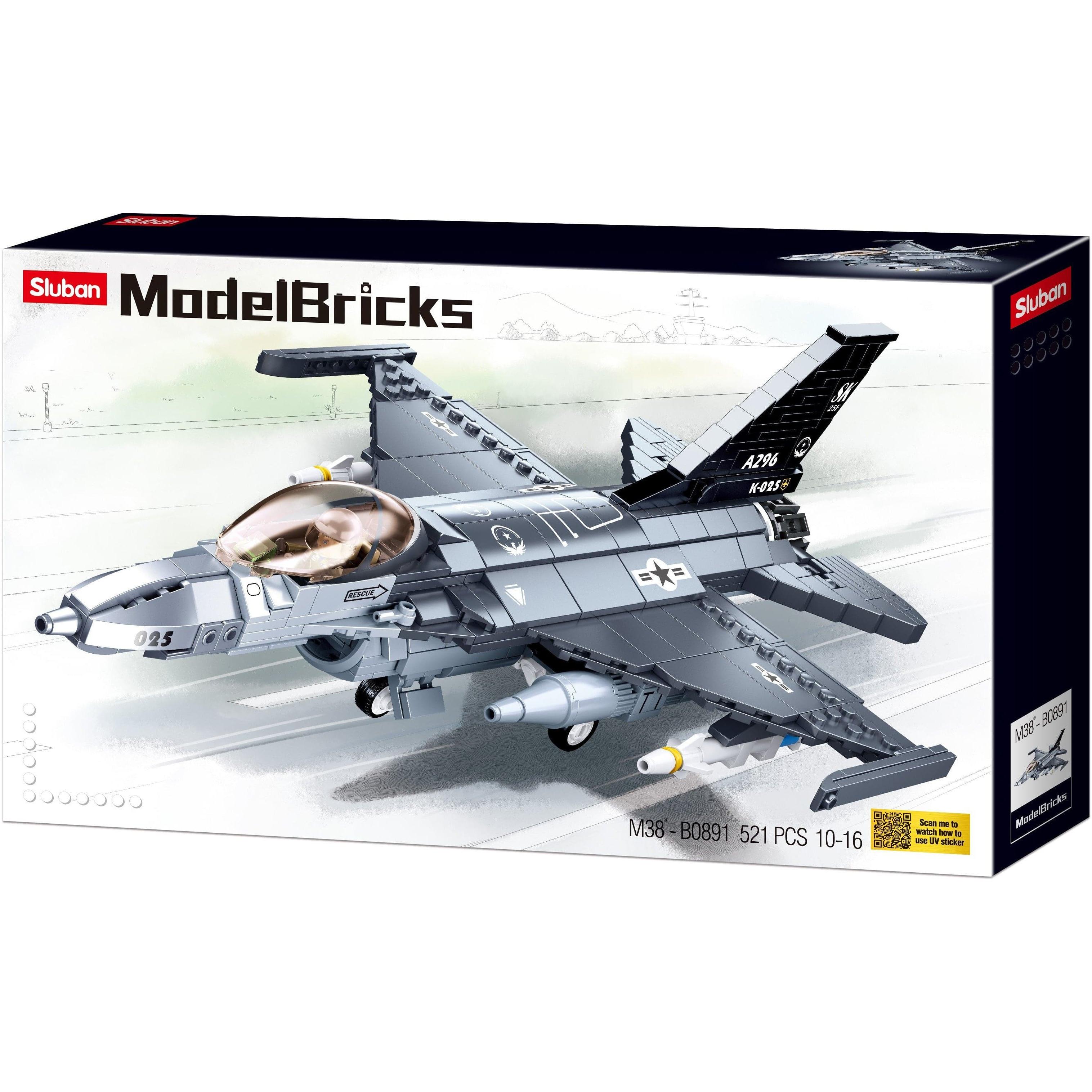 SLUBAN Model Bricks F-16C Falcon Fighter 521 Pcs