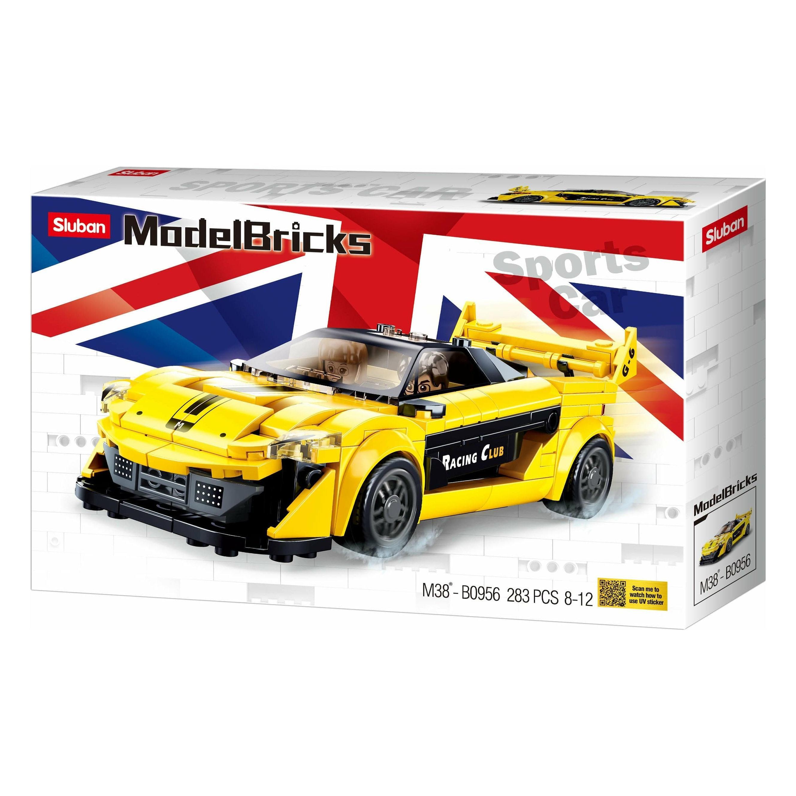 SLUBAN Model Bricks Yellow Race Car 262pcs