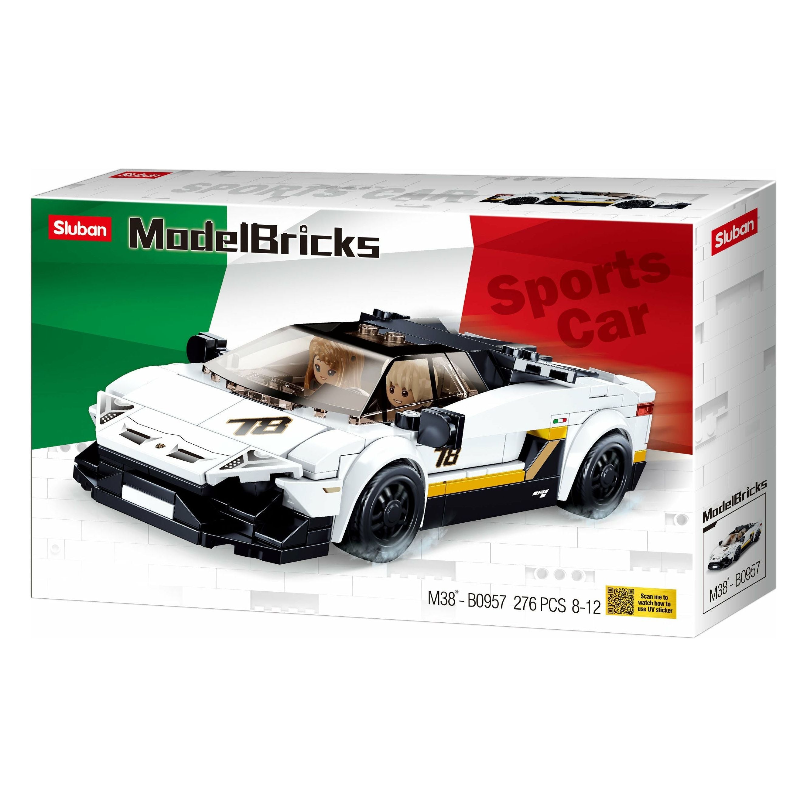 SLUBAN Model Bricks White Race Car 262pcs