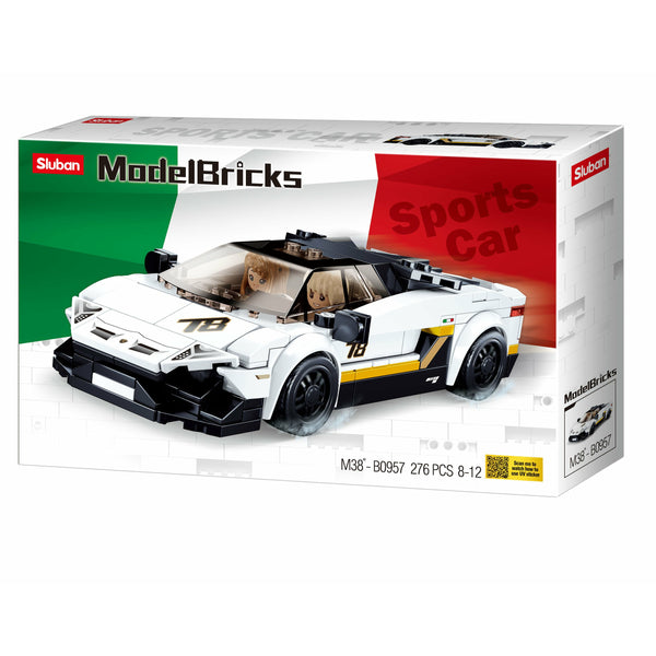SLUBAN Model Bricks White Race Car 262pcs