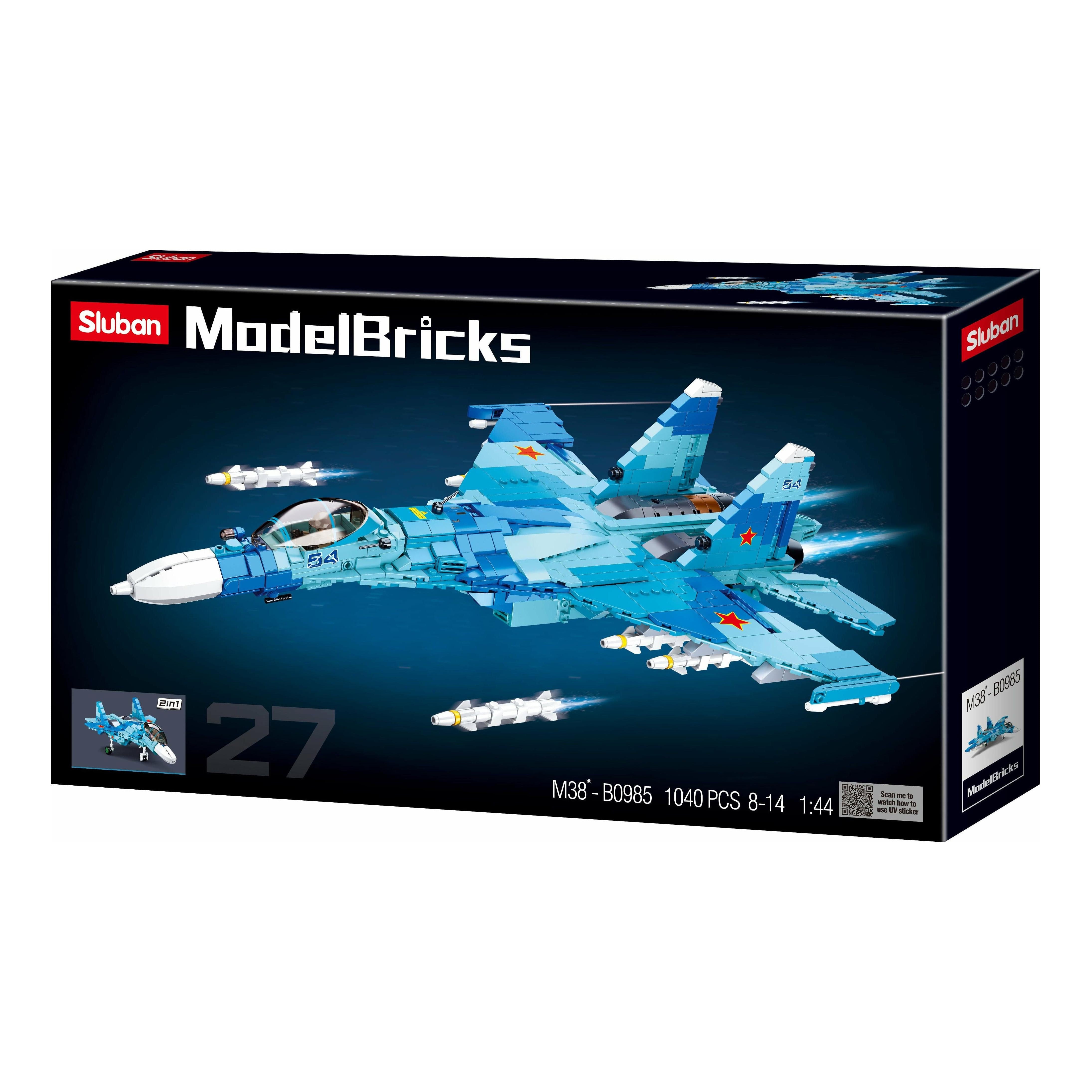 SLUBAN Model Bricks SU-27 Fighter 2 in 1 1040pcs