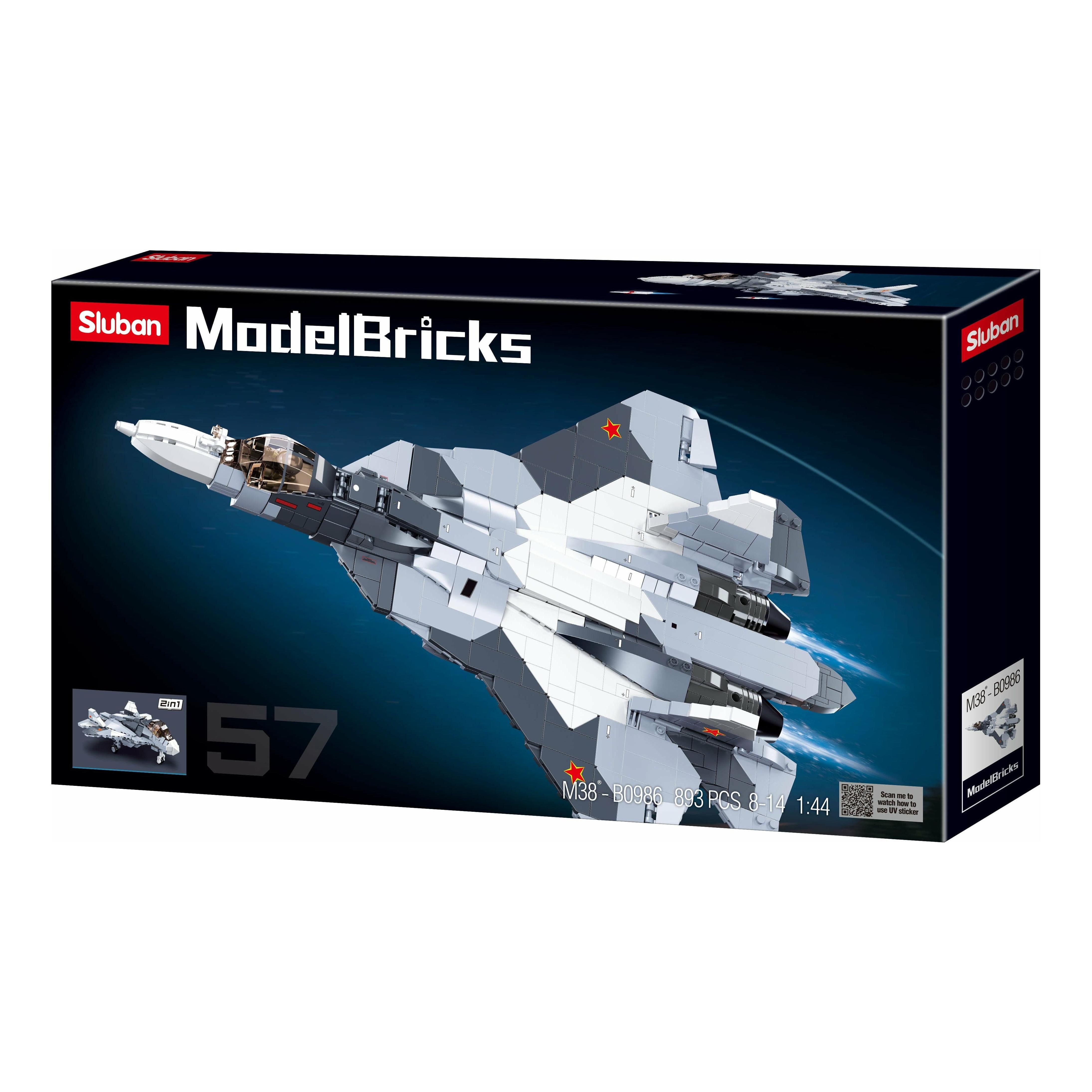 SLUBAN Model Bricks SU-57 Fighter 2 in 1 893pcs