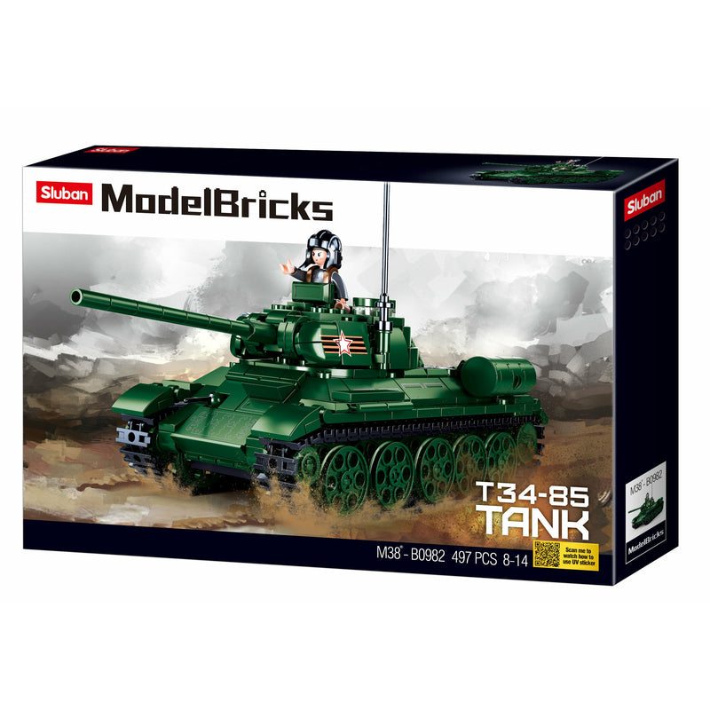 SLUBAN Model Bricks T34-85 Tank 497pcs