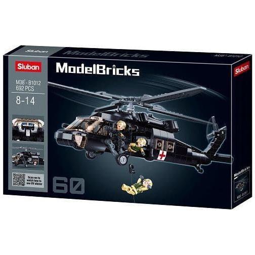 SLUBAN Model Bricks Black Hawk Helicopter 692pcs