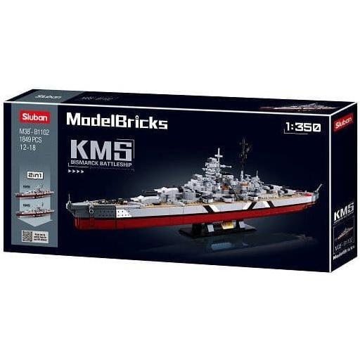 SLUBAN Model Bricks Bismarck Battleship 2 in 1 1849pcs