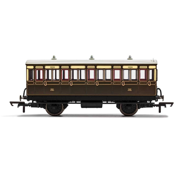 HORNBY OO GWR, 4 Wheel Coach, 3rd Class, Fitted Lights, 1882 -