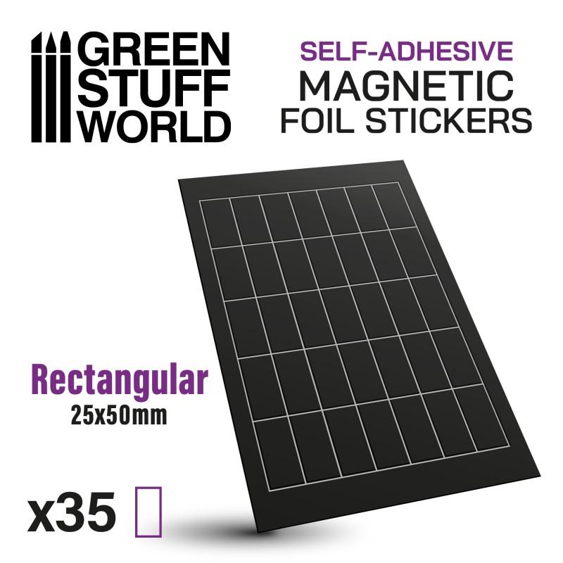 GREEN STUFF WORLD Rectangular Magnetic Sheet Self-Adhesive - 25x50mm