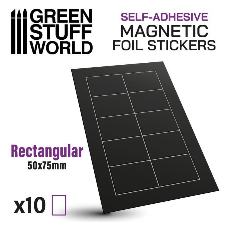 GREEN STUFF WORLD Rectangular Magnetic Sheet Self-Adhesive - 50x75mm