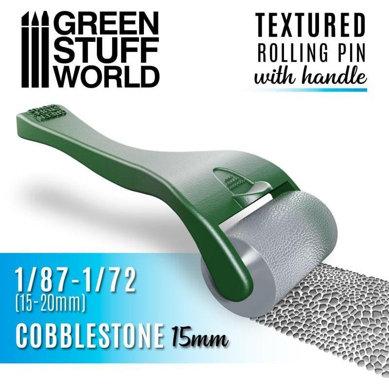 GREEN STUFF WORLD Rolling Pin with Handle - Cobblestone 15m