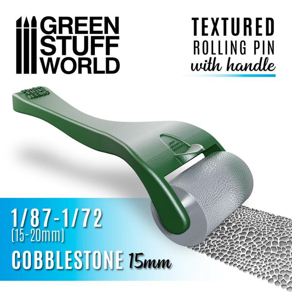 GREEN STUFF WORLD Rolling Pin with Handle - Cobblestone 15m