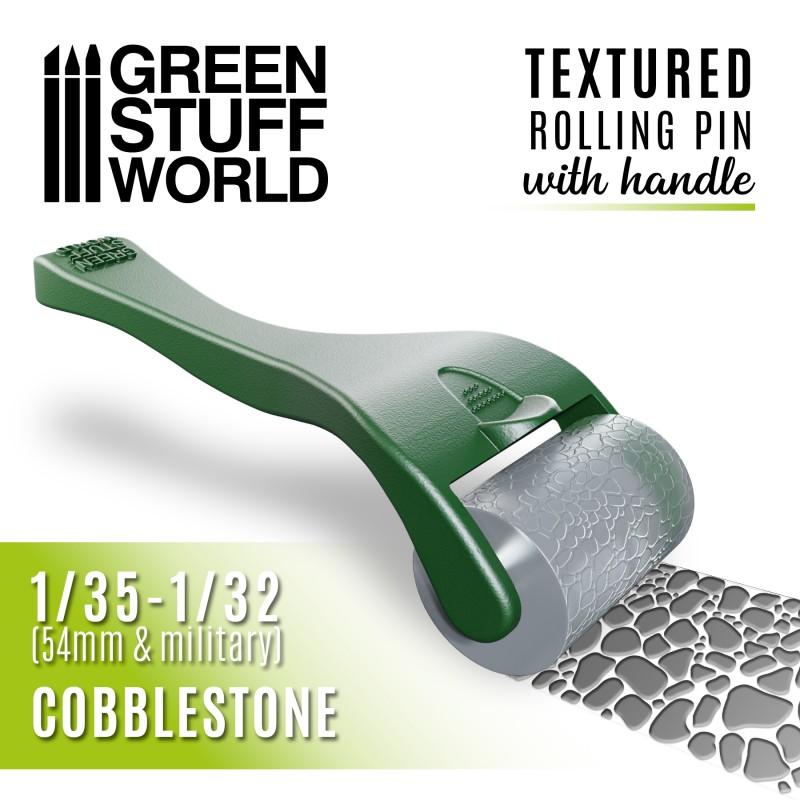 GREEN STUFF WORLD Rolling Pin with Handle - Cobblestone