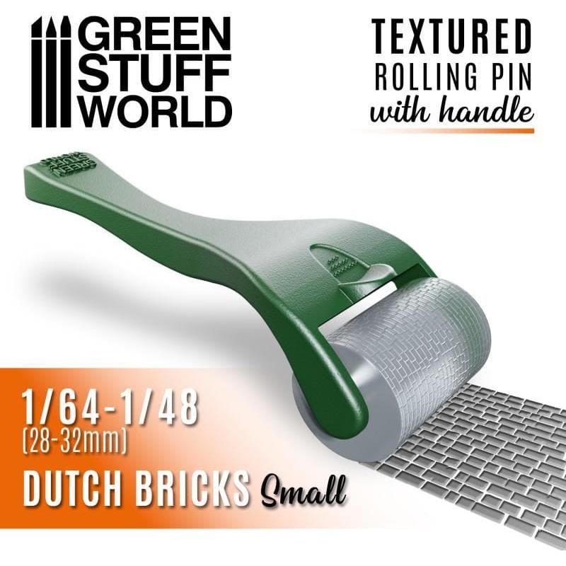 GREEN STUFF WORLD Rolling Pin with Handle - Dutch Bricks Small