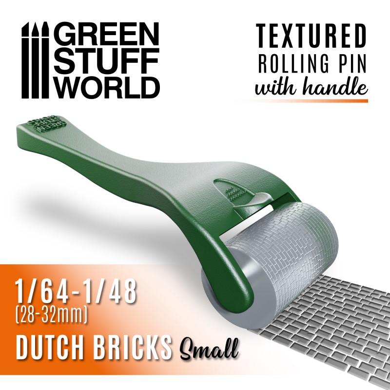 GREEN STUFF WORLD Rolling Pin with Handle - Dutch Bricks Small