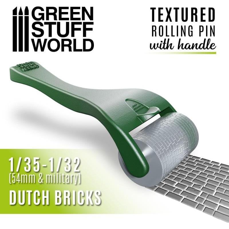 GREEN STUFF WORLD Rolling Pin with Handle - Dutch Bricks