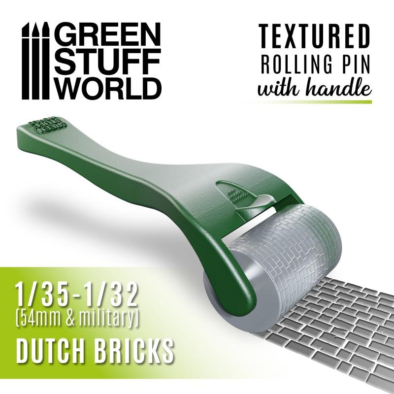 GREEN STUFF WORLD Rolling Pin with Handle - Dutch Bricks