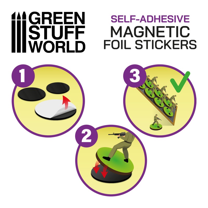 GREEN STUFF WORLD Round Magnetic Sheet Self-Adhesive - 50mm