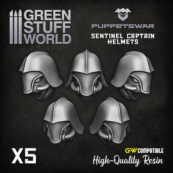 GREEN STUFF WORLD Puppetswar Sentinel Captain Helmets (5)
