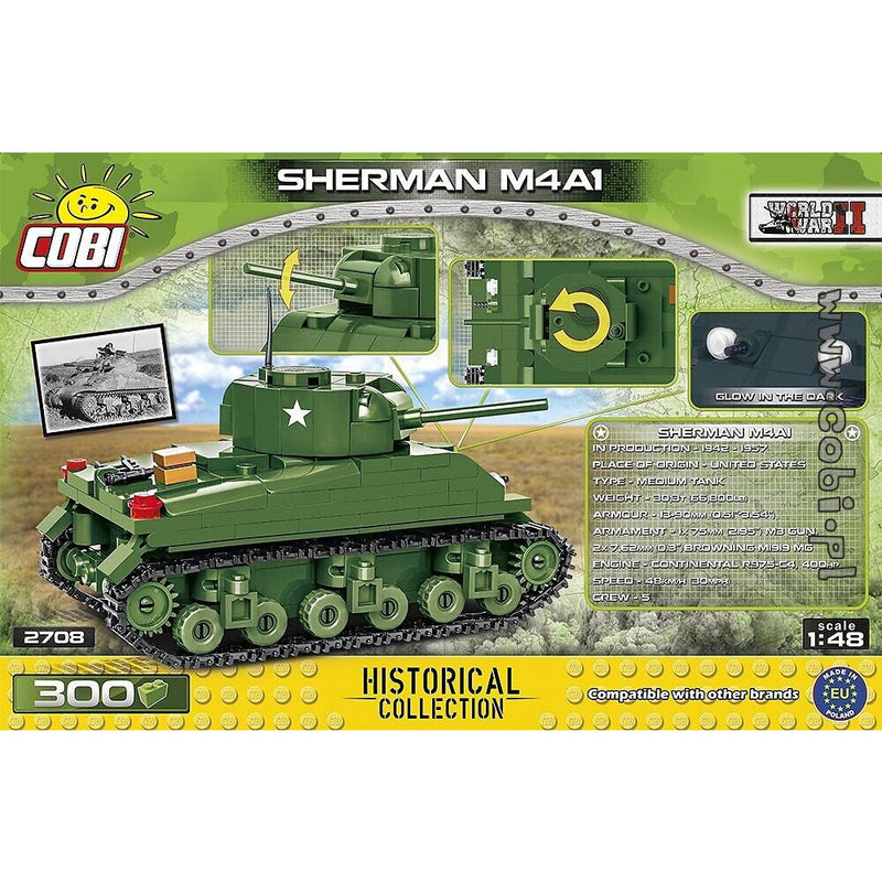 COBI World War II - Sherman M4A1 Tank (300 Pieces)