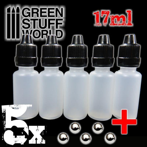 Green Stuff World: 17ml Empty Paint Pots with Mixing Balls - 5pc Green Stuff World: 17ml Empty Paint Pots with Mixing Balls - 5pc