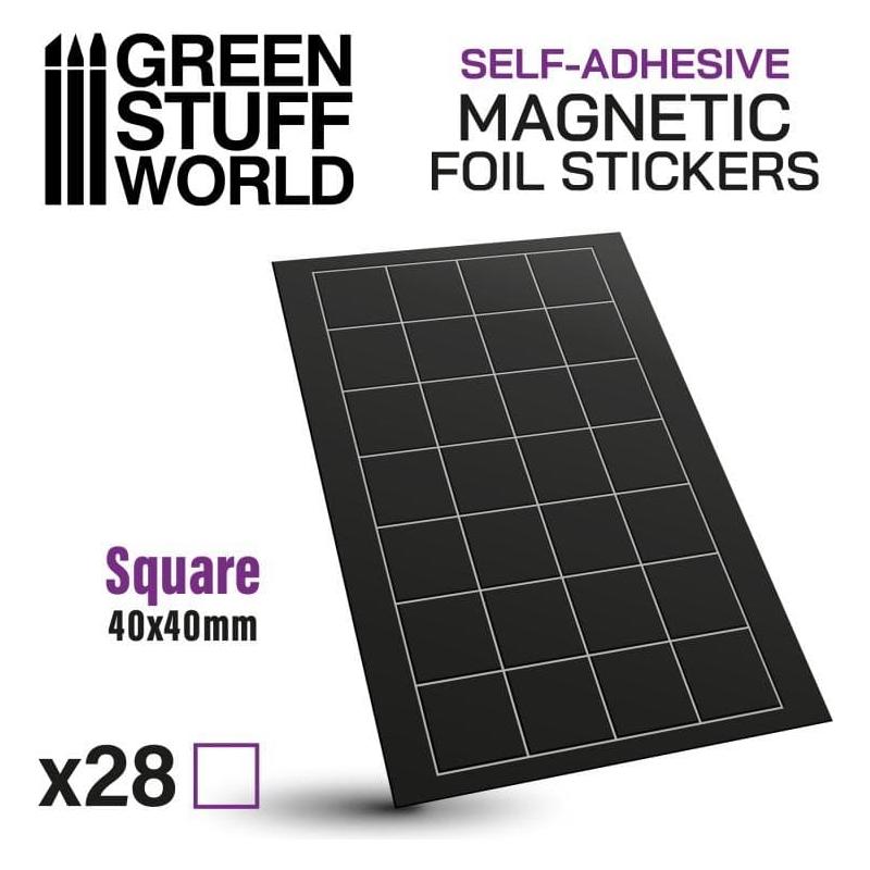 GREEN STUFF WORLD Square Magnetic Sheet Self-Adhesive - 40x