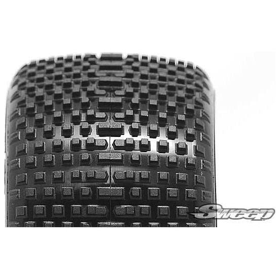 SWEEP Square Armour 1/10 4WD Buggy Rear Tyres Silver Dot (U