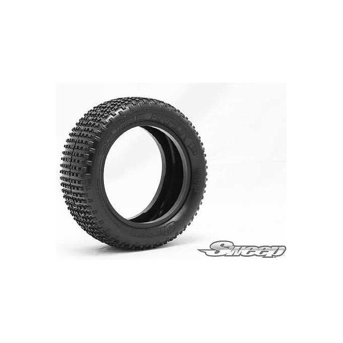 SWEEP Square Armour 1/10 4WD Buggy Front Tyres Blue Dot (Extra Soft) Open Cell Inserts (2)