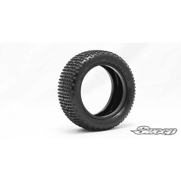 SWEEP Square Armour 1/10 4WD Buggy Front Tyres Blue Dot (Extra Soft) Open Cell Inserts (2)
