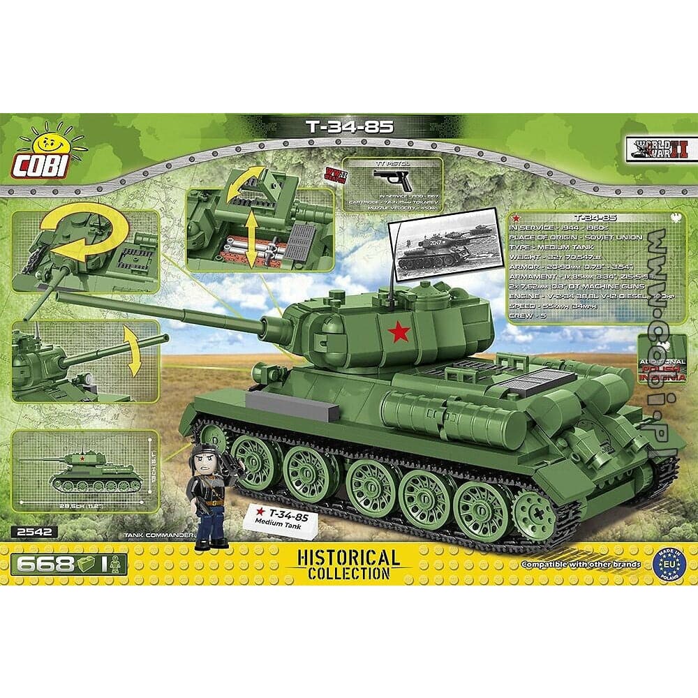 COBI World War II - T-34-85 Tank (668 Pieces)