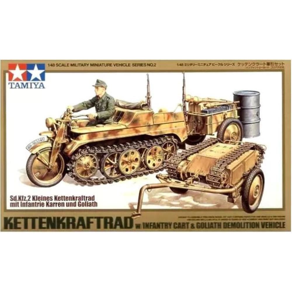 TAMIYA 1/48 Kettenkraftrad with Infantry Cart & Goliath