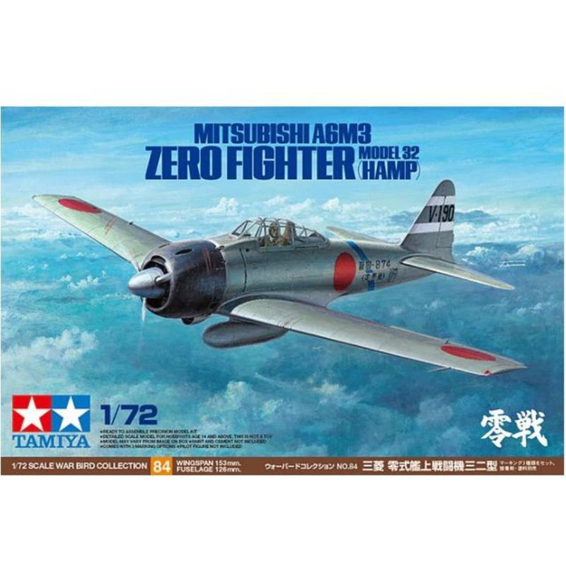 TAMIYA 1/72 Mitsubishi A6M3 Zero Fighter  Model 32 Hamp