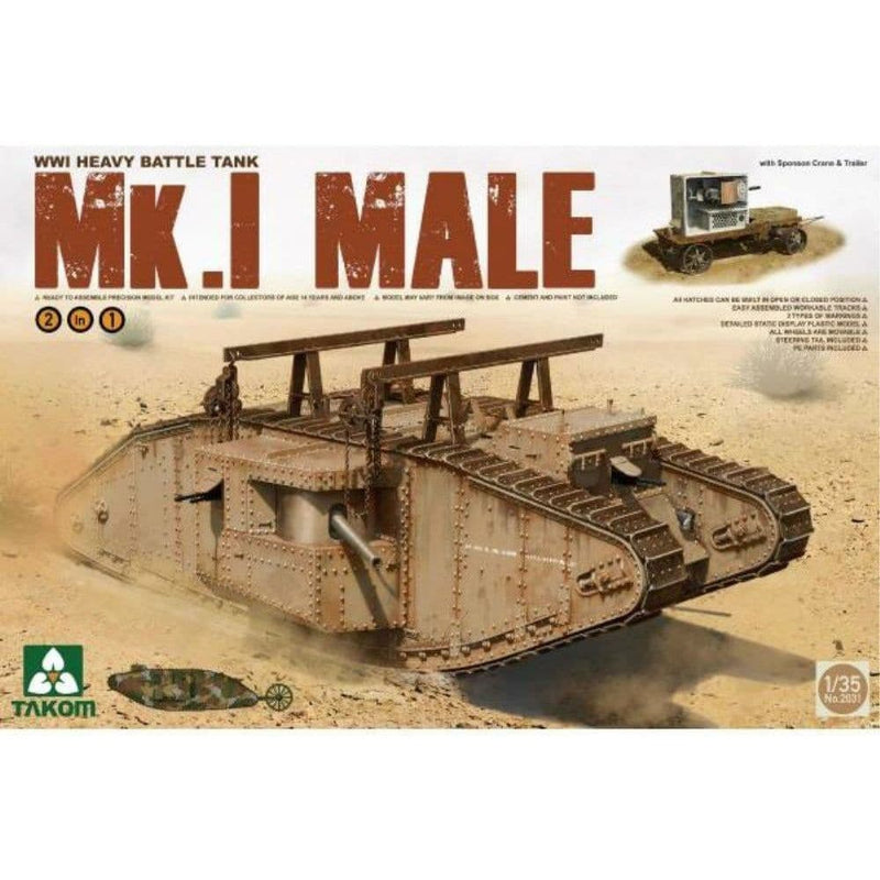 TAKOM 1/35 MK.1 Male Heavy Battle Tank WW1