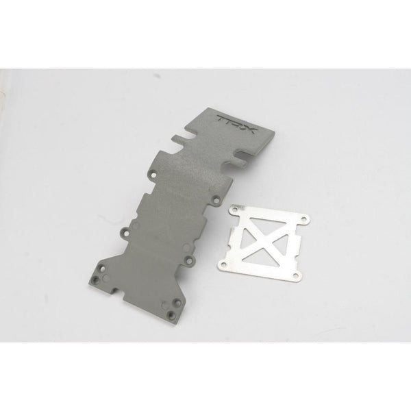 TRAXXAS Skidplate Rear Plastic (Grey) /Stainless Steel Plate (4938A)