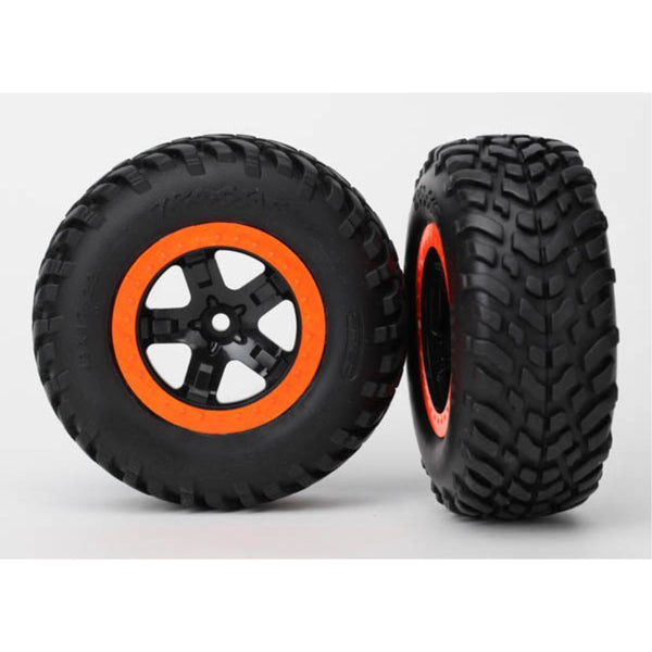 TRAXXAS Tyre & Wheels Assembled, Glued (SCT, Black, Orange
