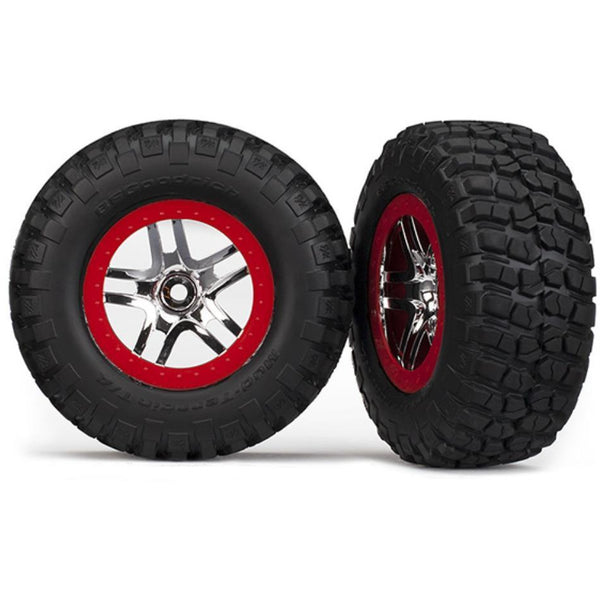 TRAXXAS Tyres & Wheels Assembled Chrome Red (5877A)