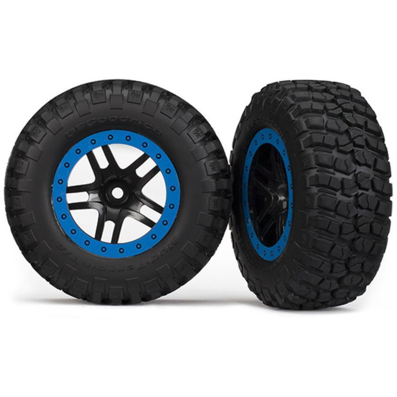TRAXXAS Tyres & Wheels Glued (SCT SS Black/Blue 4WD) (5883A