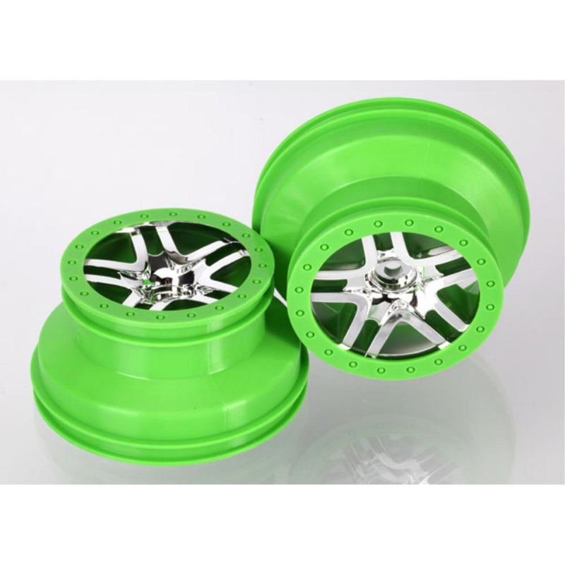 TRAXXAS Wheels SCT Split-Spoke Chrome Green Beadlock (6872X
