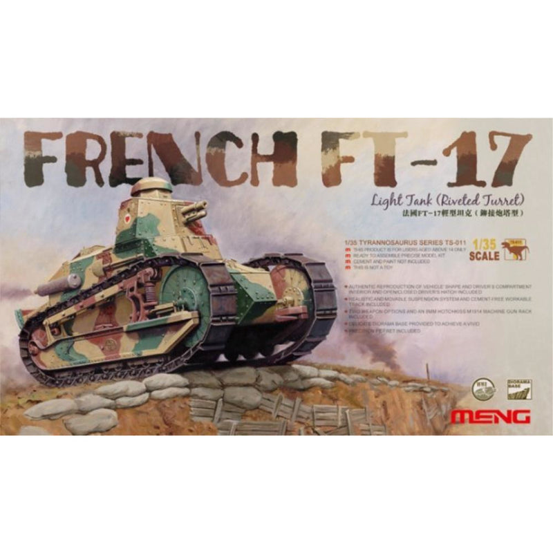 MENG French FT-17 Tank w/ Rivetted Turret (TS-011) - Hearns Hobbies Melbourne - MENG