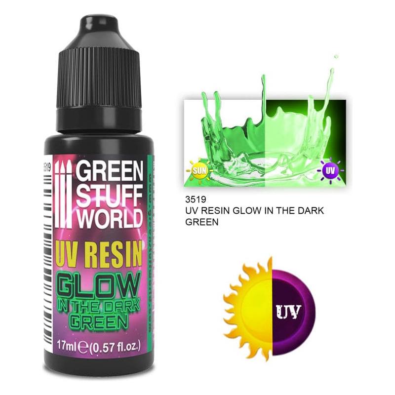 GREEN STUFF WORLD UV Resin 17ml Green - Glow in the Dark