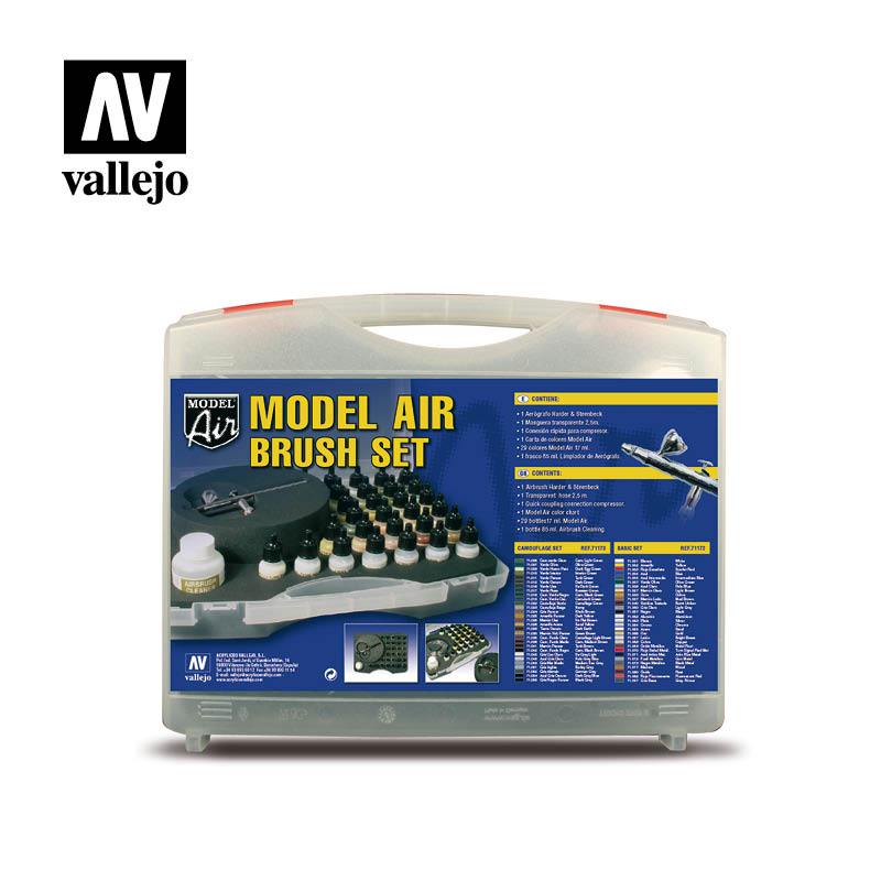 VALLEJO Model Air 29 Camouflage Colours+Airbrush Plastic Case