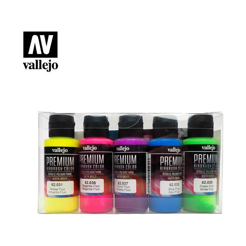 VALLEJO Premium Airbrush Color Fluorescent Colors 5 Colour