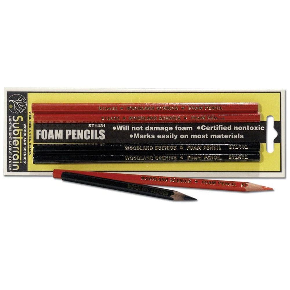 WOODLAND SCENICS Foam Pencils (2 Red/2 Black)