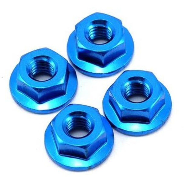 YOKOMO Serrate Aluminum Flanged Nut (Blue 4pcs)