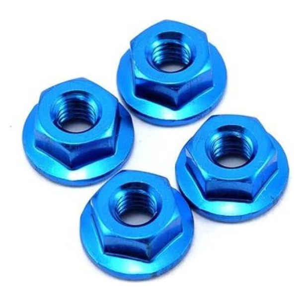 YOKOMO Serrate Aluminum Flanged Nut(Blue 4pcs)